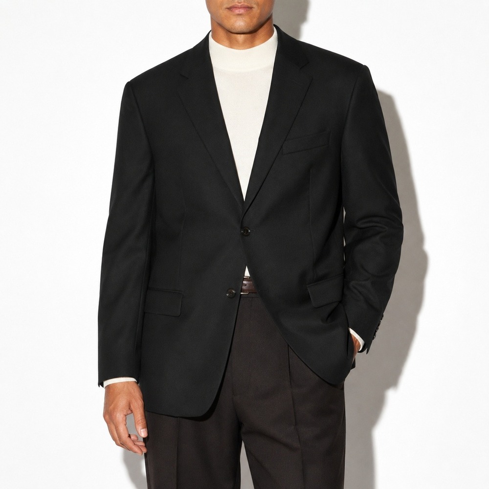 Lauren Ralph Lauren 2 Button Blazer Mens 42R Black Wool Sport Coat Business